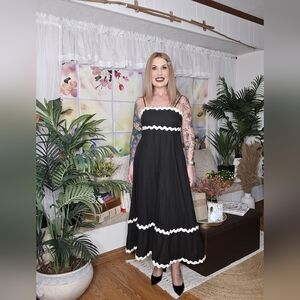 Maxi, Spaghetti Strap Dress with Ric Rac Trim